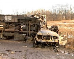 Автокатастрофа под Харьковом: сгорели автобус и Мерседес, 5 человек погибли, 20 ранены