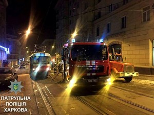 В центре Харькова горел трамвай (ФОТО)