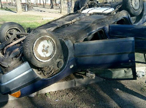 ДТП с переворотом: «Жигули» выбросили иномарку с дороги (ФОТО)