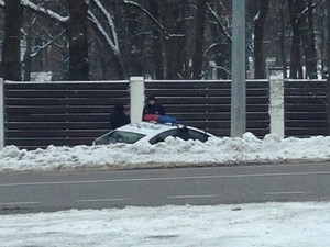 На Белгородском шоссе полицейский «Prius» слетел в кювет (ФОТО)