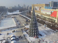 Харьков с высоты — новогодний городок на площади