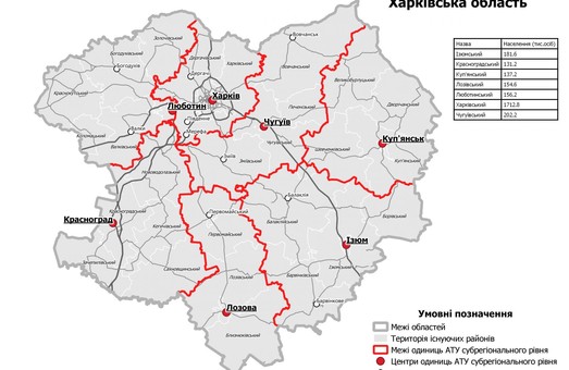 Харьковскую область разделят на семь районов